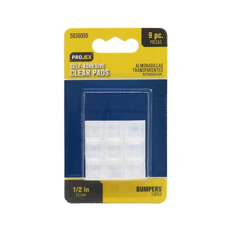 Posdatas 0.5 x 0.5 in. Vinyl Self Adhesive Bumper Pad - Square, Clear, 9PK PO3313217